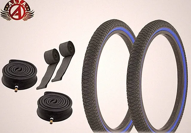 Alta BMX BICYCLE 20"x 1.95" X-PERFORMER BLACK/BLUE TIRES 6PC SET HEAVYDUTY TUBES