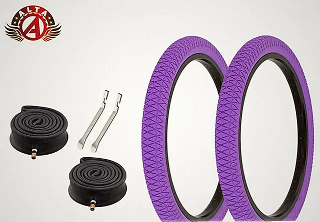Alta BMX BICYCLE 20" x 1.95" X-PERFORMER PURPLE TIRES 6PC SET HEAVYDUTY TUBES.