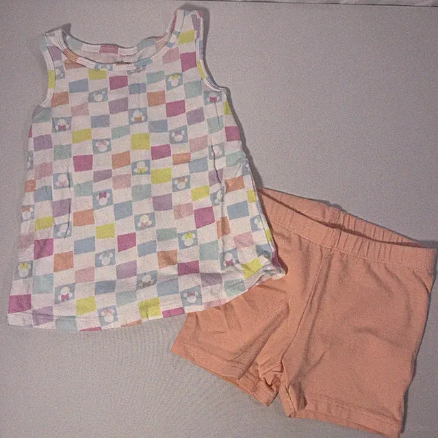 Jumping Beans Disney Minnie Mouse Set Print Tank Top Orange Bike Shorts Girls 4T