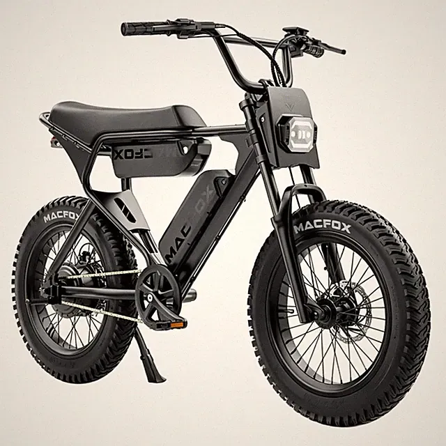 MACFOX Dual X1S Electric Bike Uphill Riding Daily Commuting 20" Wide Tire Black