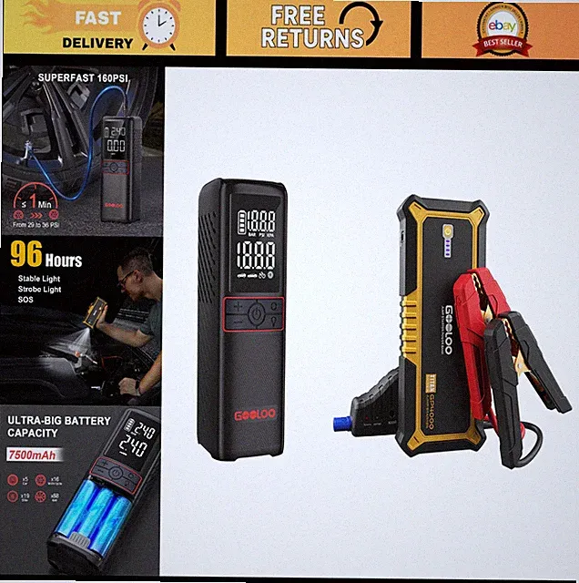 Portable Tire Inflator Air Compressor for Car, Motorcycle, Bike & Jump Starter f