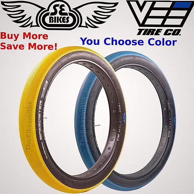 SE Bikes Speedster 27.5 x 3.0 Tire Beast Mode Street Bike Tire Yellow OR Lt Blue