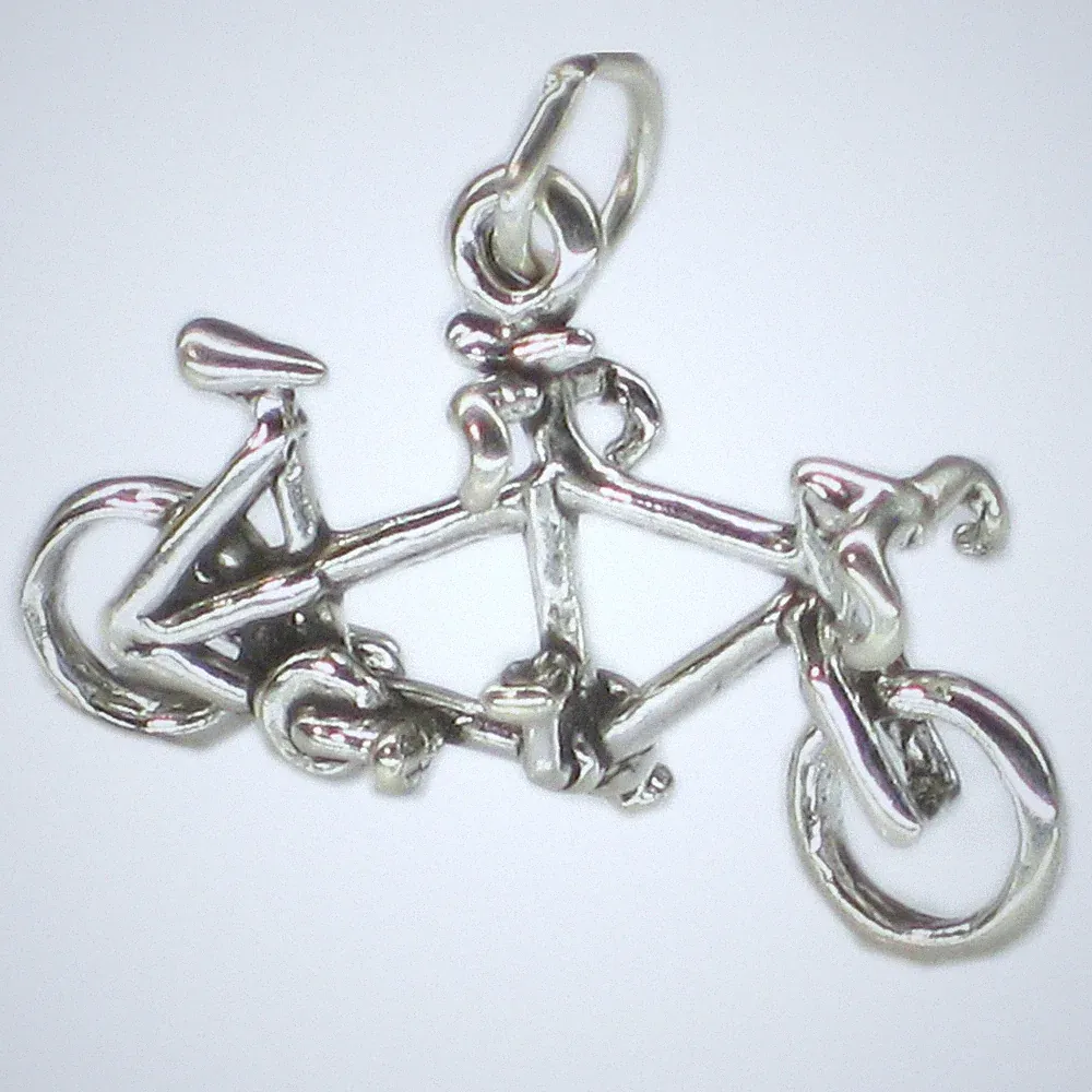 Tandem Bicycle sterling silver charm .925 x 1 Bikes charms