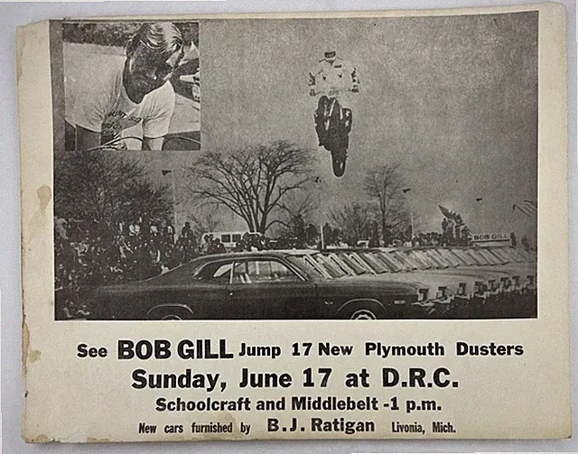 Vintage Biker Motorcycle Jumping 17 Cars Promo Photo Poster Print 8.5x11