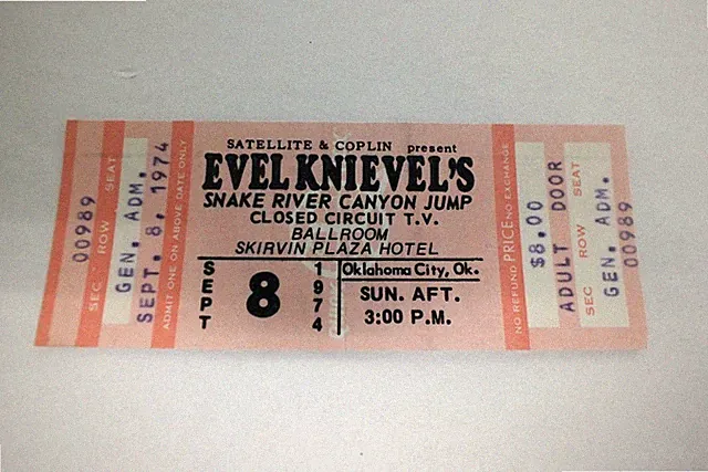 Vtg Sept 8 1974 Evel Knievel Snake River Canyon Jump Ticket CCTV Oklahoma City