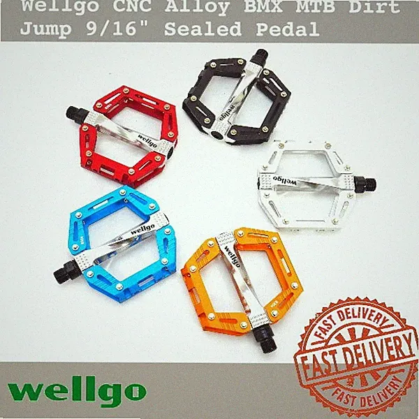 Wellgo CNC Alloy BMX MTB Dirt Jump 9/16" Sealed Bike Pedal - 5 Colors